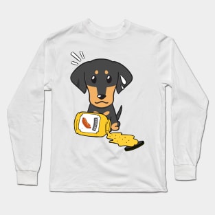 Cute dachshund Spilled a jar of mustard sauce Long Sleeve T-Shirt